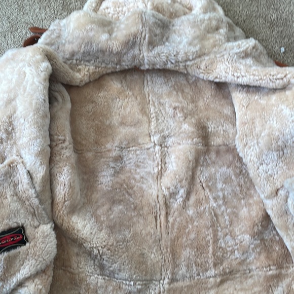 Real shearling winter bomber. Soft brown leather with real shearling fur. 3xl - Picture 6 of 6